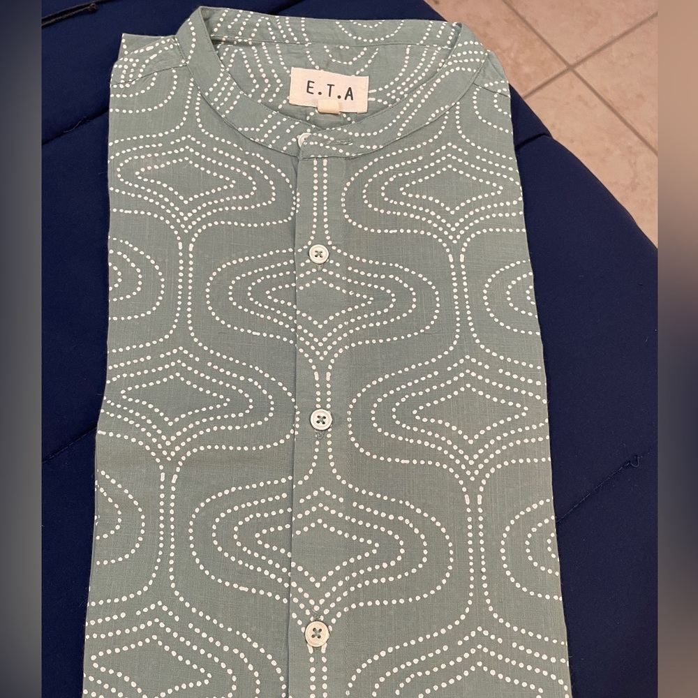 ETA Shirt, less used, Olive green, Short collar, Size S